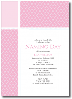 Naming day invites with contemporary design for boy or girl.